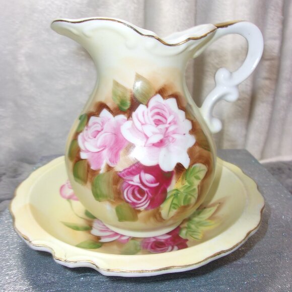 H-266 CHADWICK PORCELAIN DECORATIVE PITCHER AND BASIN - Picture 1 of 15